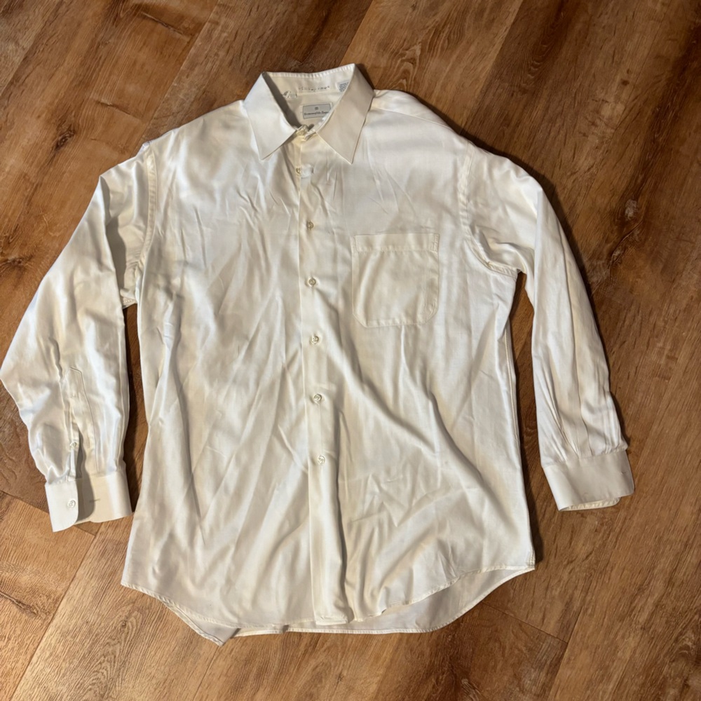 Ermenegildo Zegna Classic White Long-Sleeve Dress Shirt
